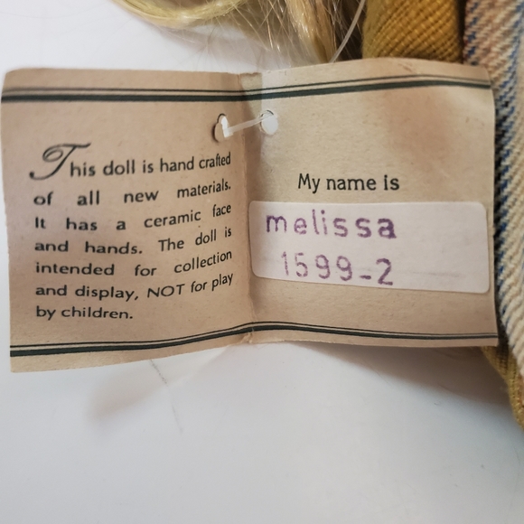 Vintage Little Girl Porcelain Doll TJ Collection Handcrafted Doll Melissa 1993 - Picture 6 of 8